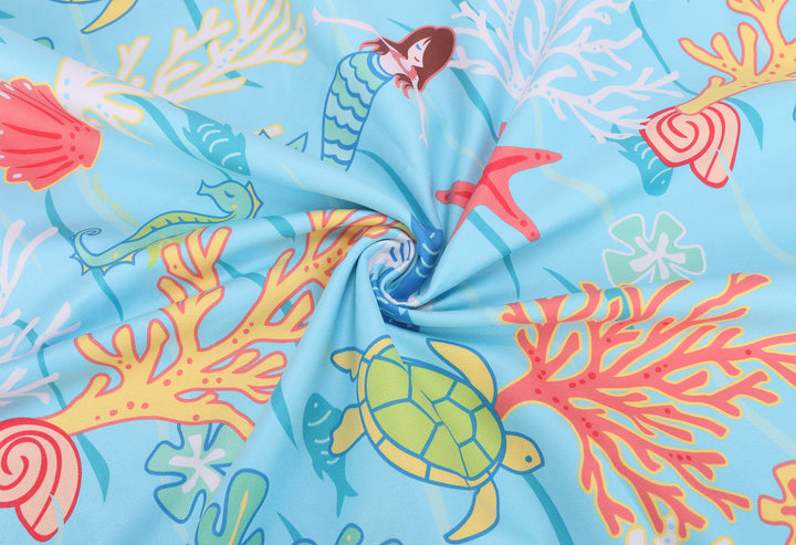 Hooded Beach Towel Poncho Teenager Mermaid Blue