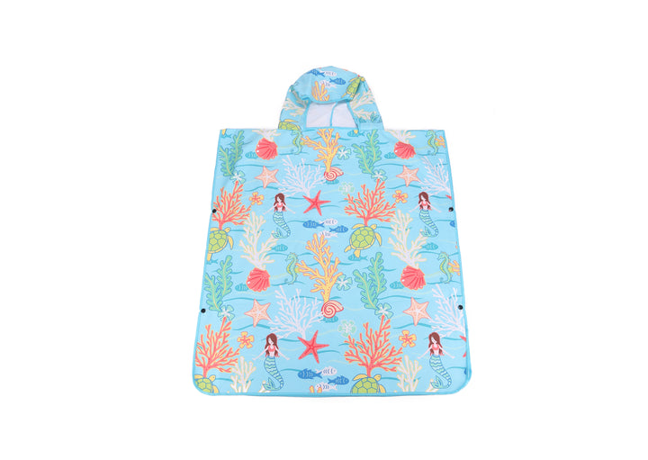 Hooded Beach Towel Poncho Teenager Mermaid Blue