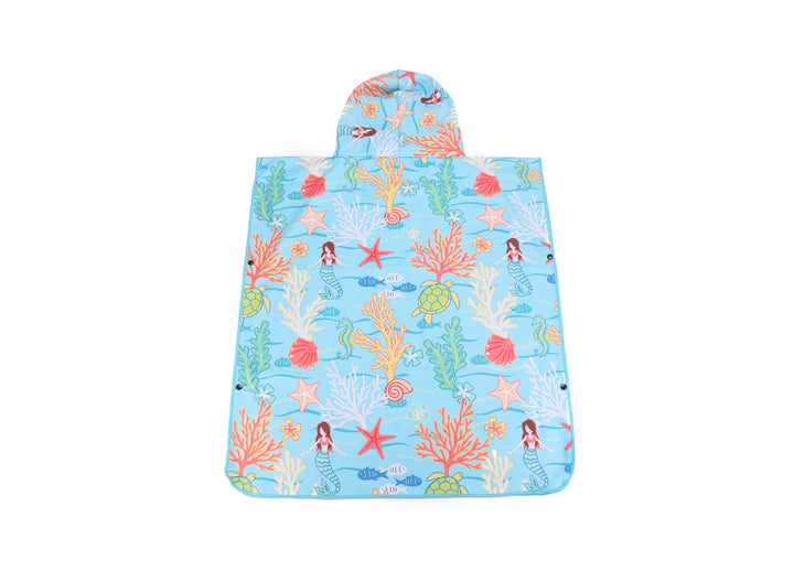 Hooded Beach Towel Poncho Teenager Mermaid Blue