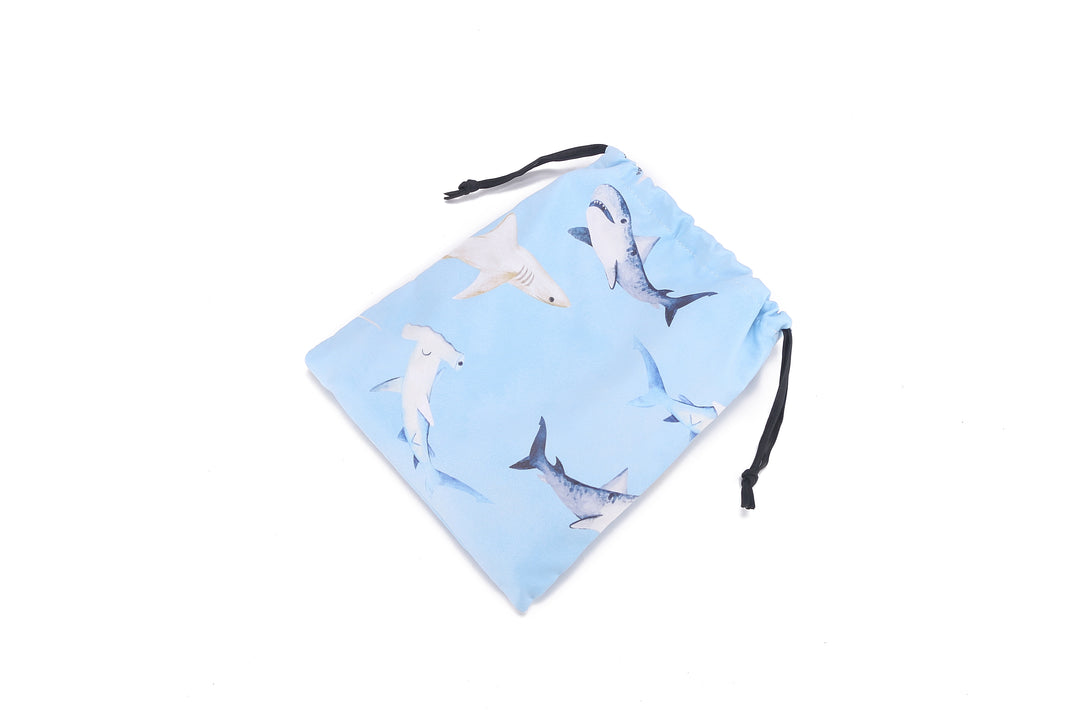 Hooded Beach Towel Poncho Teenager Happy Sharks Blue