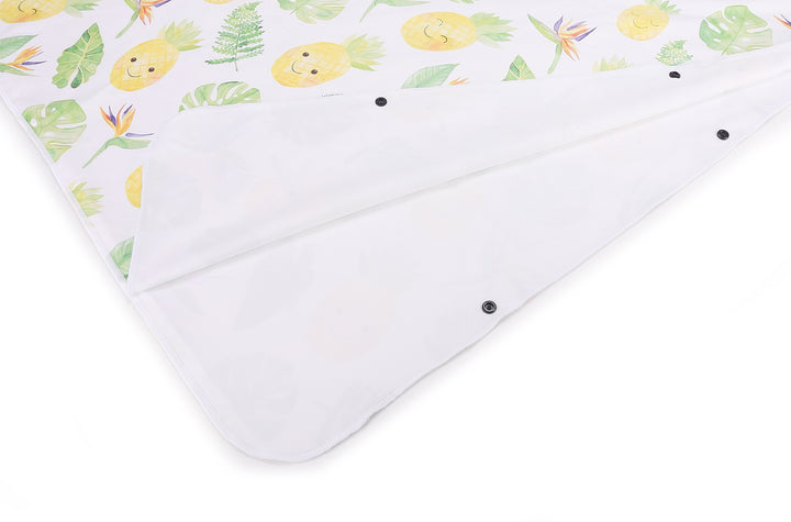 Hooded Beach Towel Poncho Teenager Monstera Pineapple White