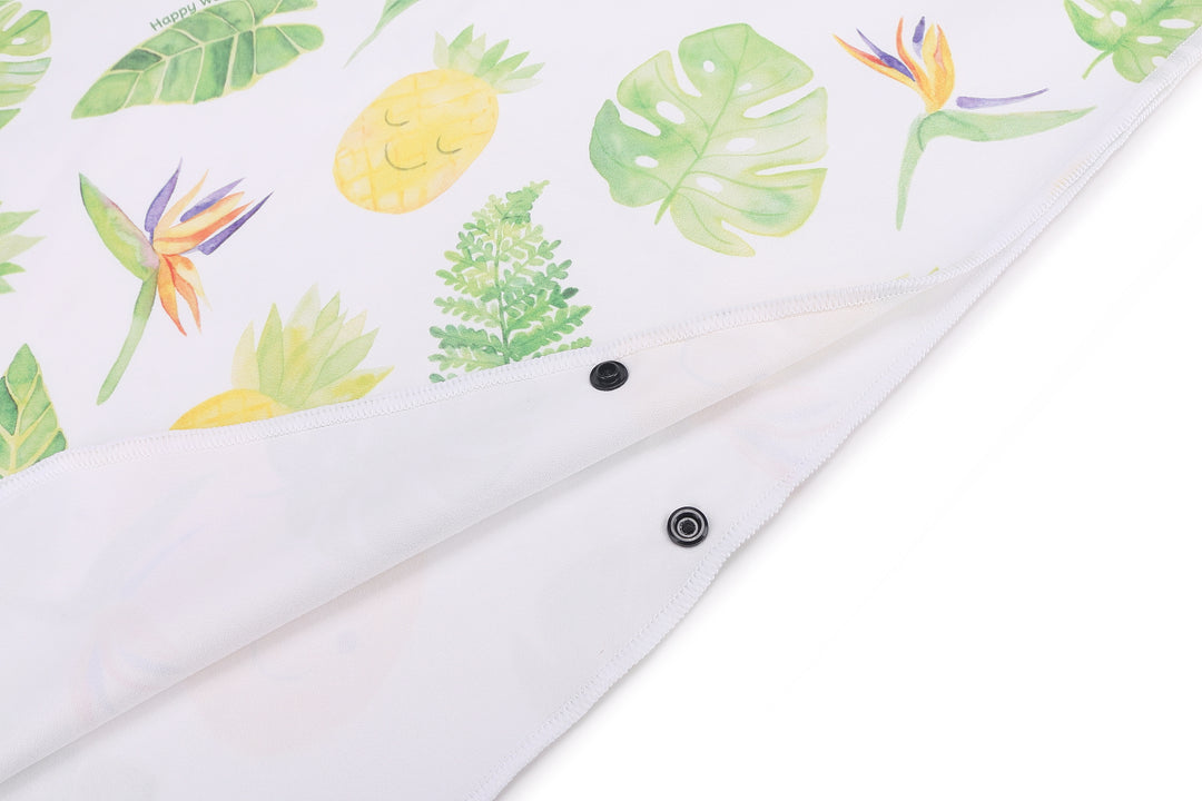 Hooded Beach Towel Poncho Teenager Monstera Pineapple White