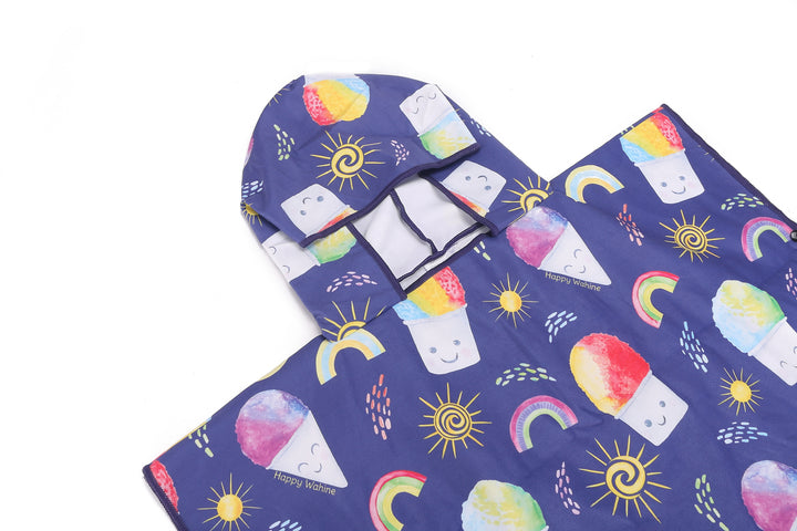 Hooded Beach Towel Poncho Kids Shave Ice Blue