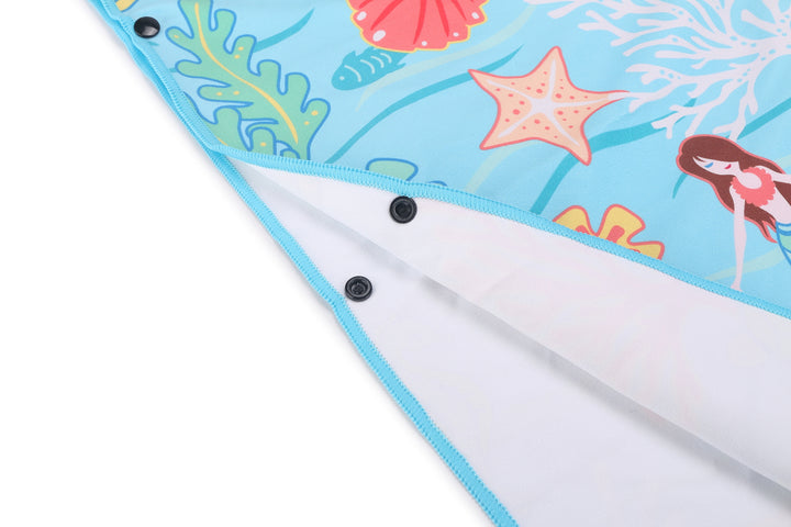 Hooded Beach Towel Poncho Kids Mermaid Blue