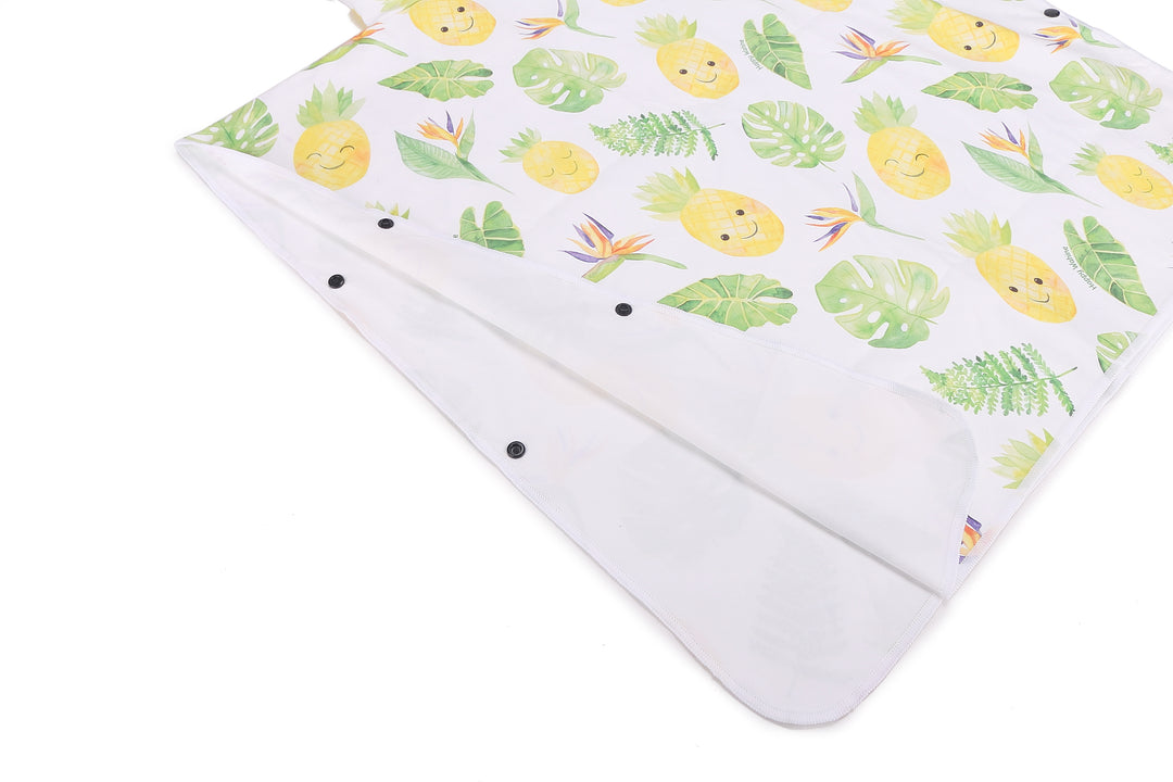 Hooded Beach Towel Poncho Kids Monstera Pineapple White