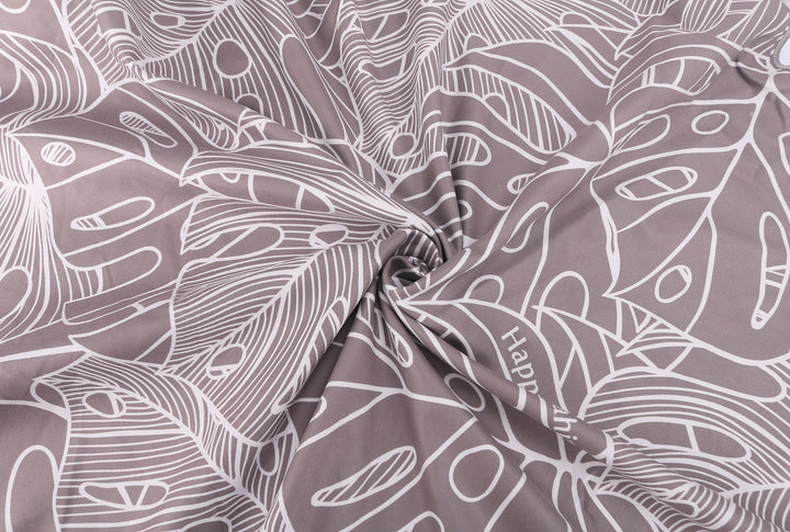 Hooded Beach Towel Poncho Adult Monstera Lines Grey