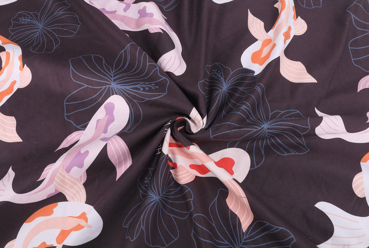 Hooded Beach Towel Poncho Adult Koi Navy