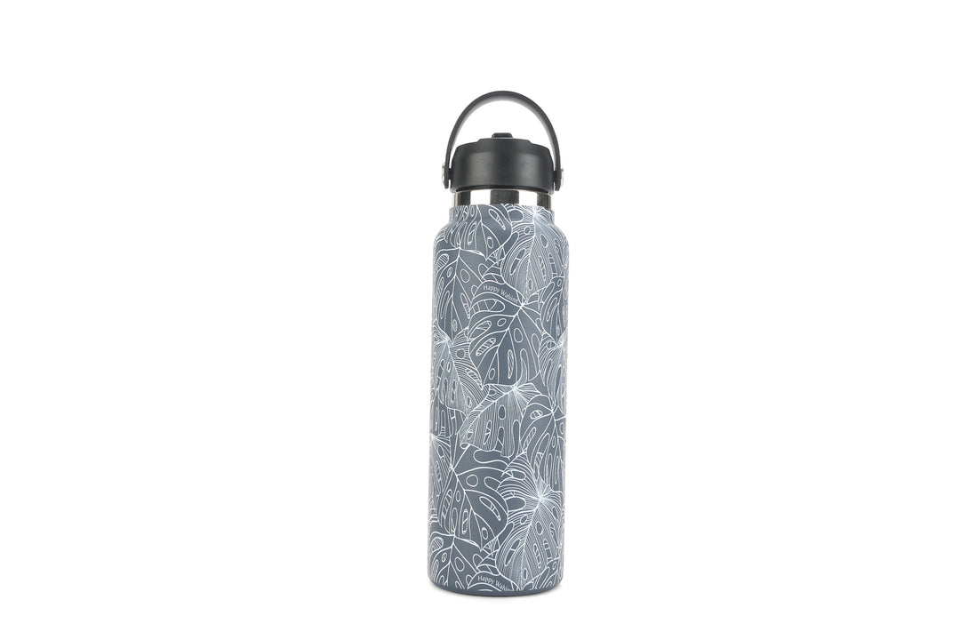 Insulated Water Bottle 40oz Monstera Lines Grey