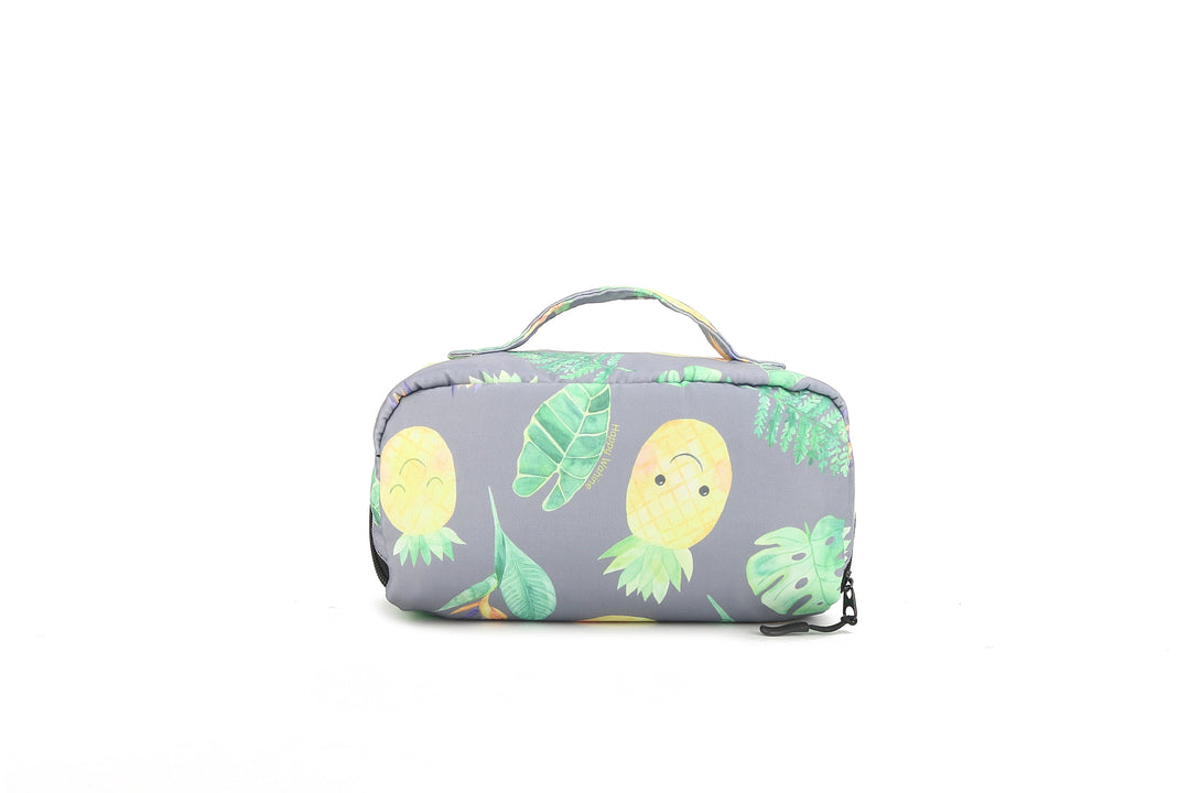 Travel Cosmetic Pouch Pineapple Monstera Grey
