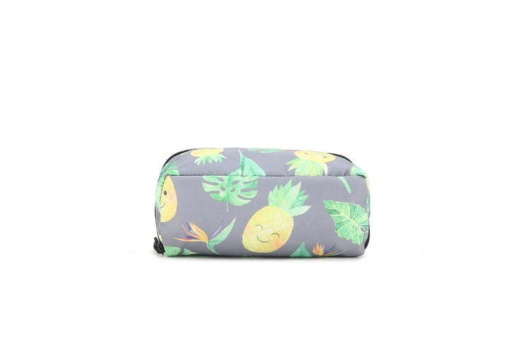 Travel Cosmetic Pouch Pineapple Monstera Grey