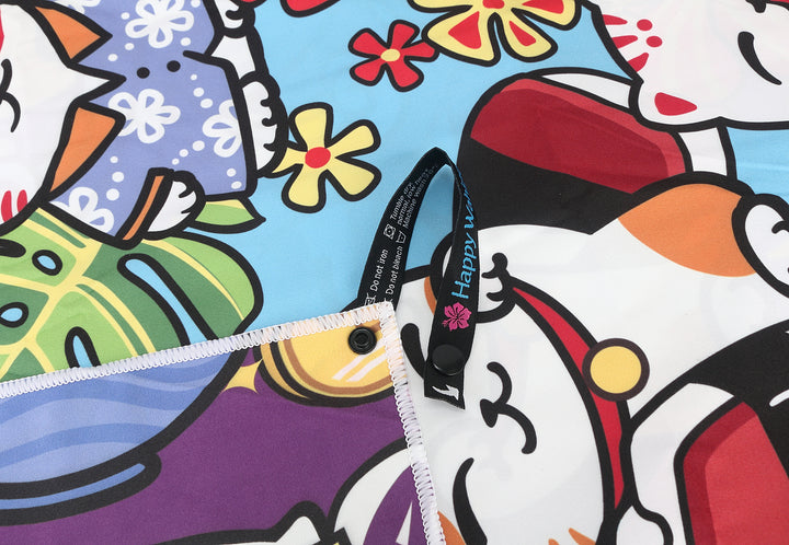 Sand-Free Reversible Beach Towel Neko Purple Neko Teal