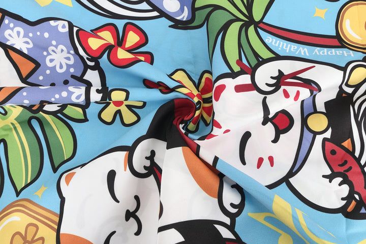 Sand-Free Reversible Beach Towel Neko Purple Neko Teal