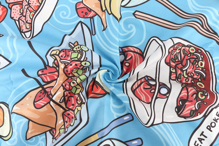 Sand-free Reversible Beach Towel Dim Sum Grey Poke Competition Blue