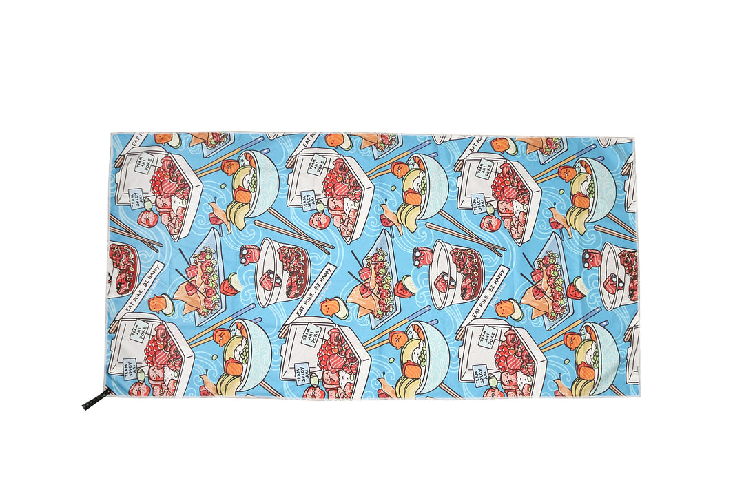 Sand-free Reversible Beach Towel Dim Sum Grey Poke Competition Blue