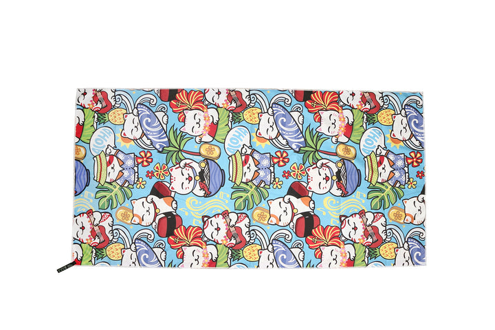 Sand-Free Reversible Beach Towel Neko Purple Neko Teal