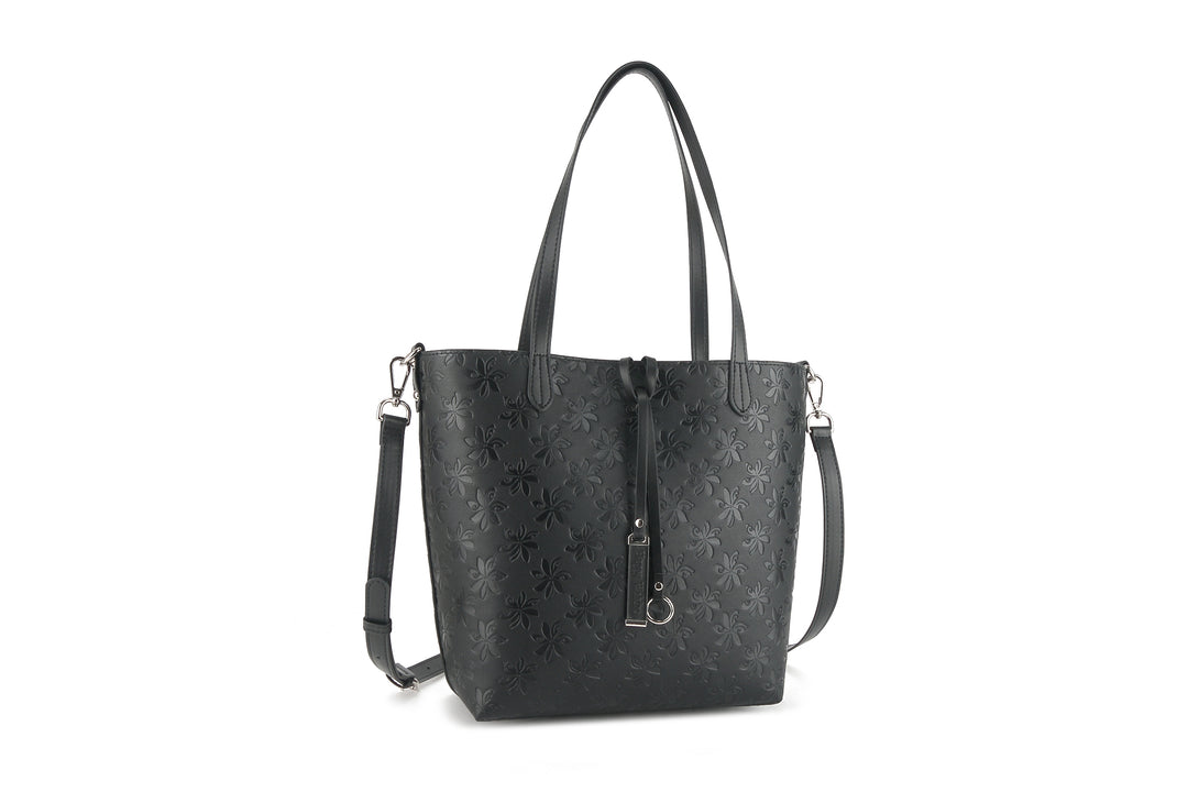 Reversible Tote Nancy Small Tiare Embossed Black