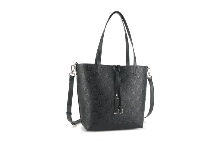 Reversible Tote Nancy Small Tiare Embossed Black