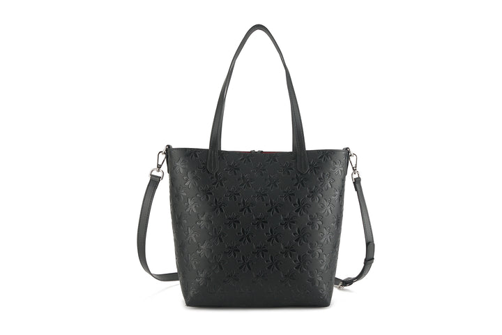 Reversible Tote Nancy Small Tiare Embossed Black