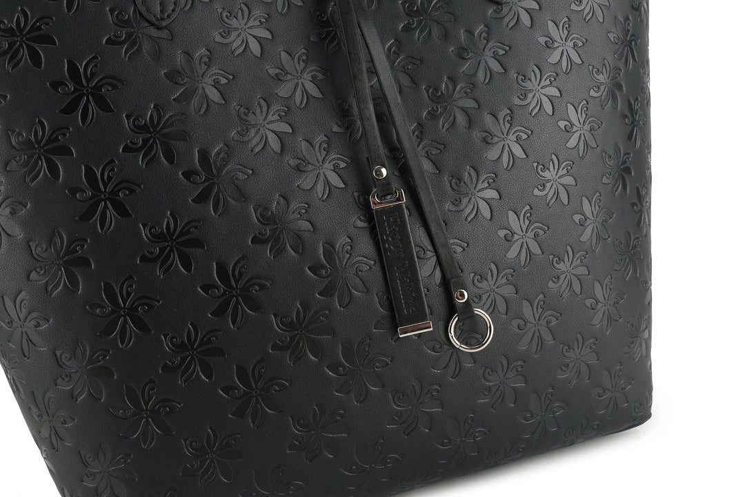 Reversible Tote Nancy Large Tiare Embossed Black