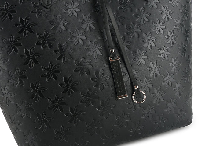 Reversible Tote Nancy Large Tiare Embossed Black