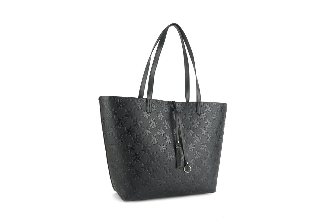 Reversible Tote Nancy Large Tiare Embossed Black