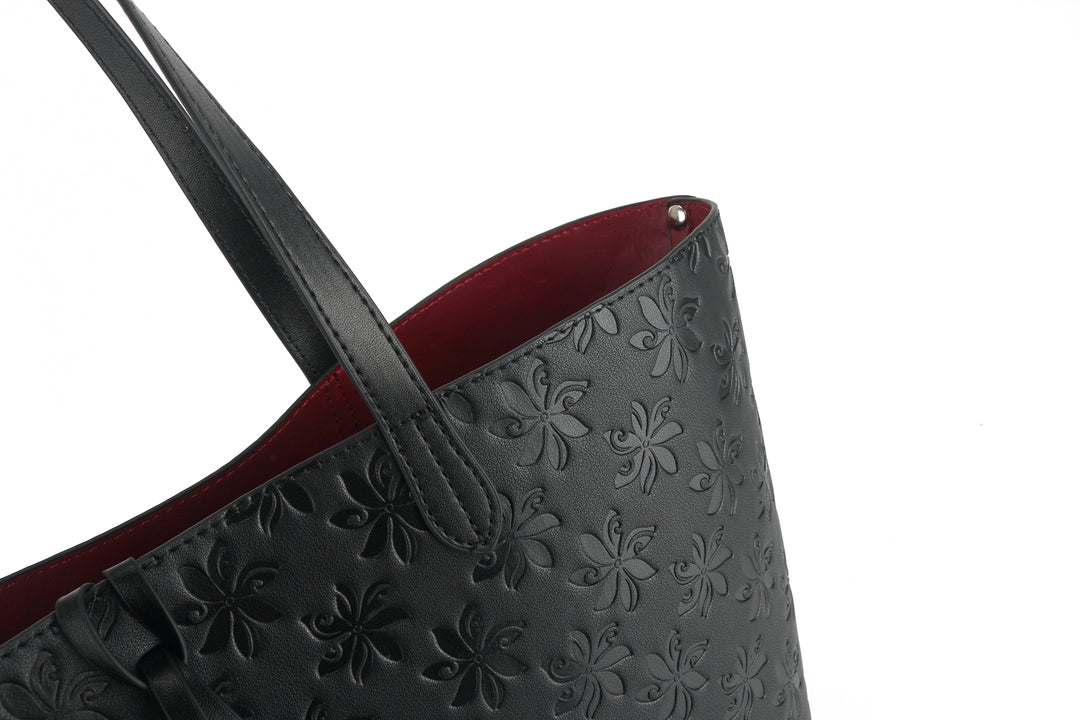 Reversible Tote Nancy Large Tiare Embossed Black