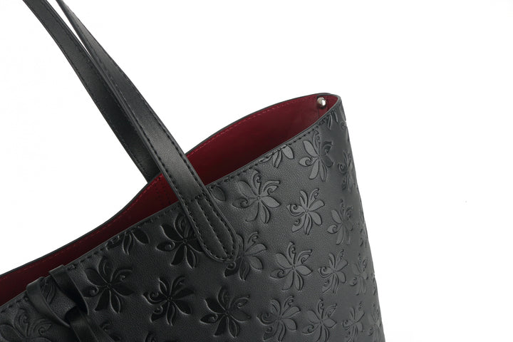 Reversible Tote Nancy Large Tiare Embossed Black