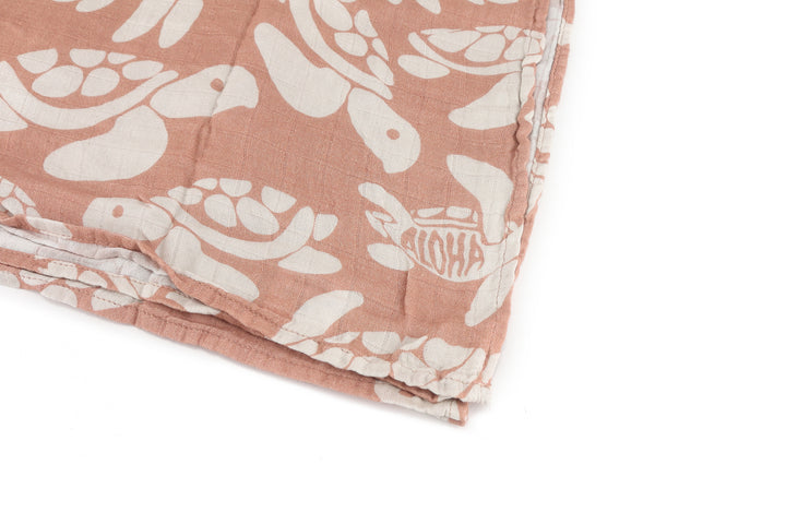 Baby Muslin Swaddle Aloha Turtle Pink