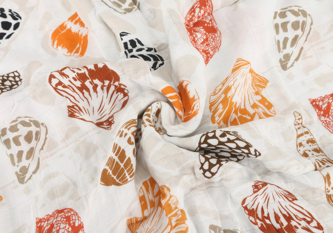 Baby Muslin Swaddle Cone Shells White
