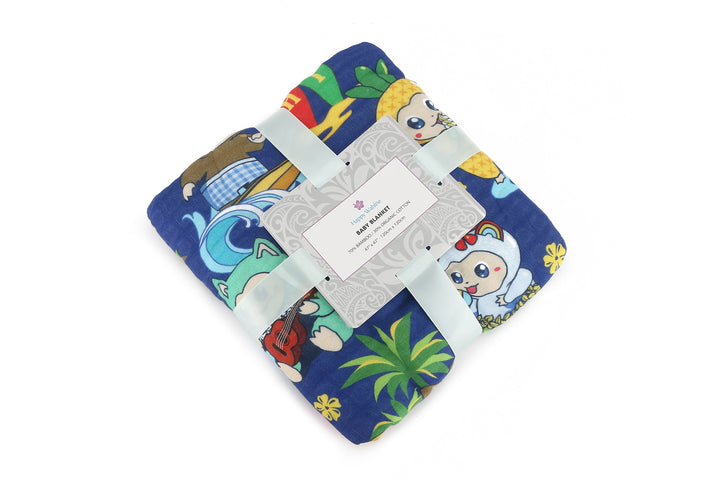 Baby Blanket Aloha Monsters Navy