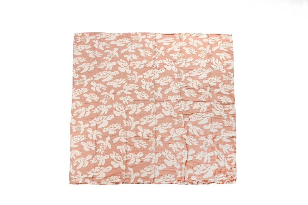 Baby Muslin Swaddle Aloha Turtle Pink