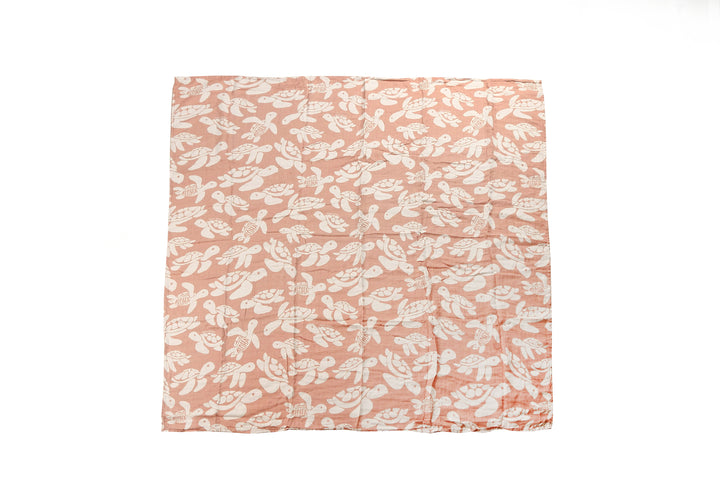Baby Muslin Swaddle Aloha Turtle Pink