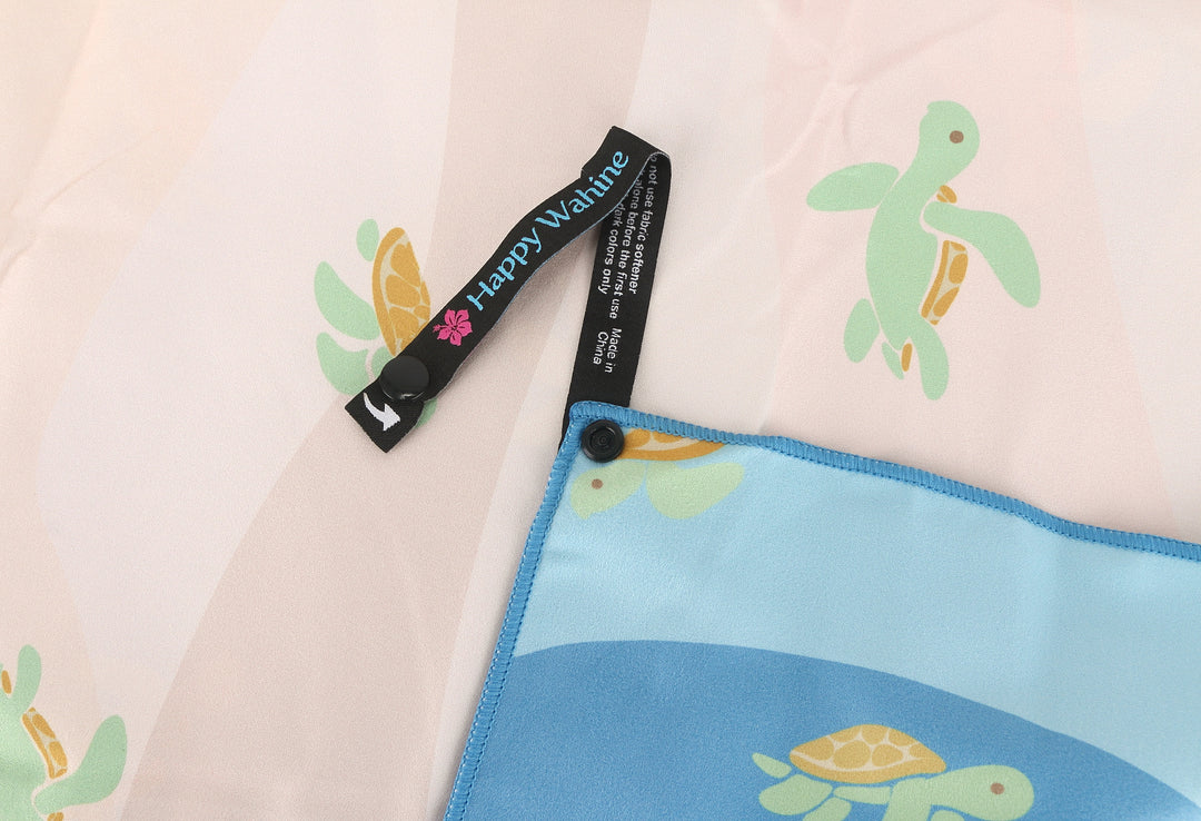 Beach Towel Reversible Aloha Turtles Blue