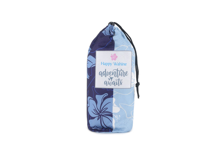 Sand-free Reversible Beach Towel Hibiscus Navy Hibiscus Blue