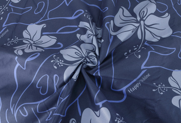 Sand-free Reversible Beach Towel Hibiscus Navy Hibiscus Blue