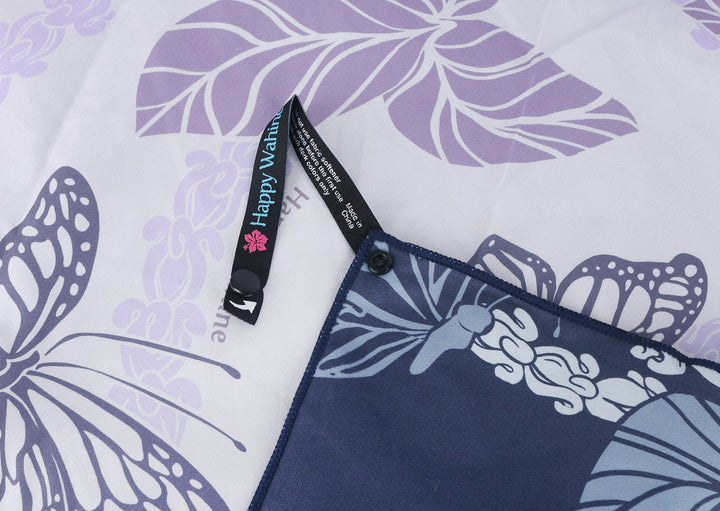 Sand-free Reversible Beach Towel Butterfly Navy Butterfly Purple