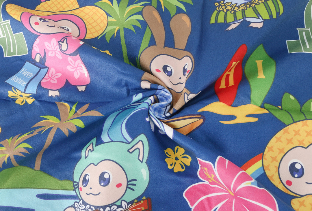 Beach Towel Reversible Local Monsteras Navy