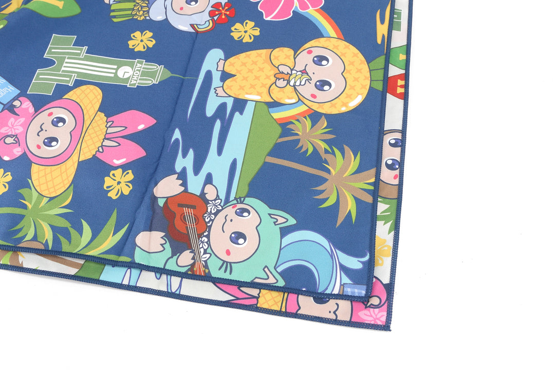 Beach Towel Reversible Local Monsteras Navy