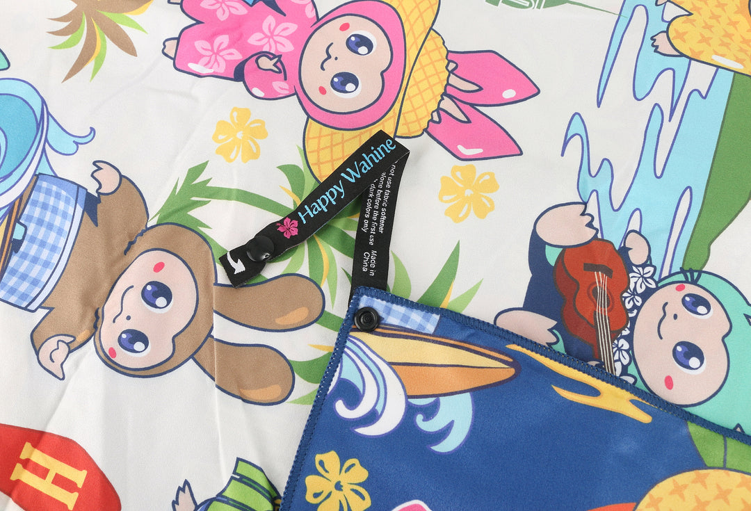 Beach Towel Reversible Local Monsteras Navy