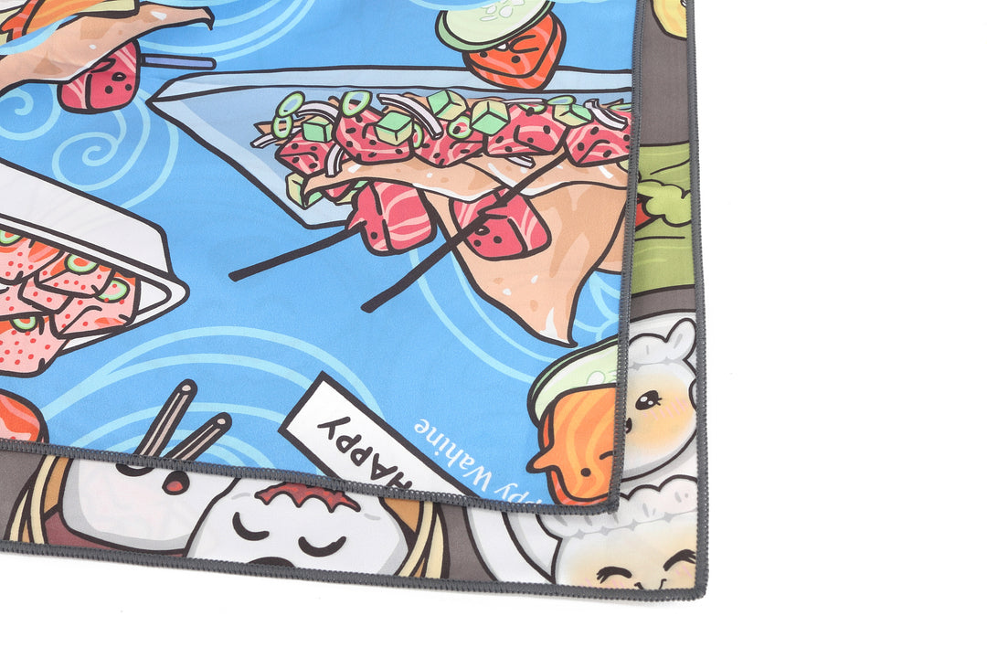 Sand-free Reversible Beach Towel Dim Sum Grey Poke Competition Blue