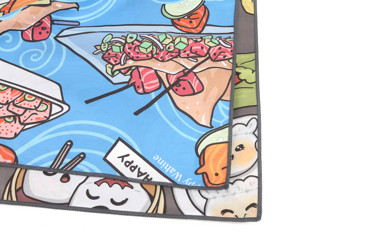 Sand-free Reversible Beach Towel Dim Sum Grey Poke Competition Blue