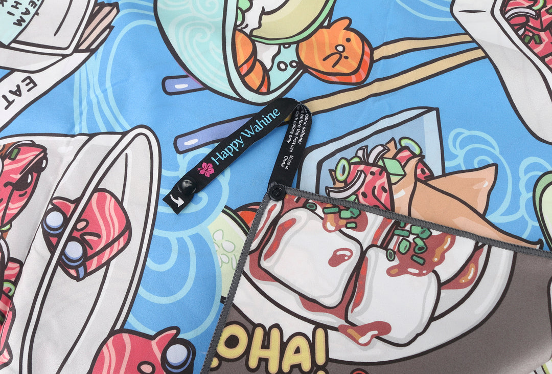 Sand-free Reversible Beach Towel Dim Sum Grey Poke Competition Blue