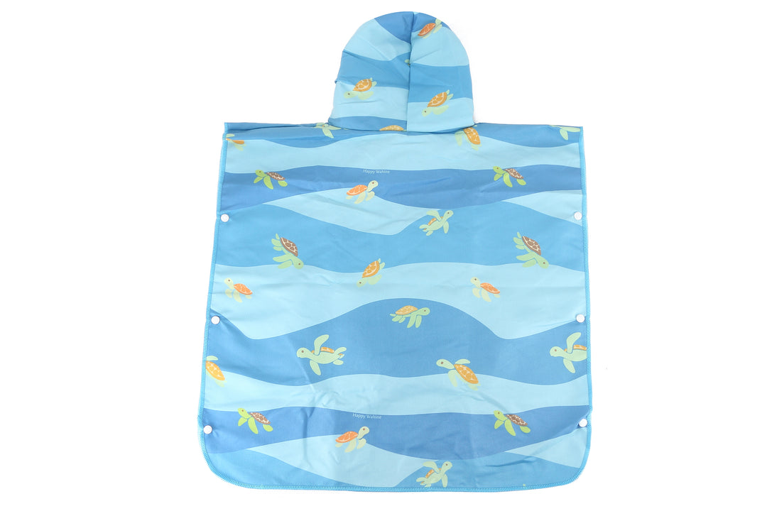 Hooded Beach Towel Kids Aloha Turtles Blue