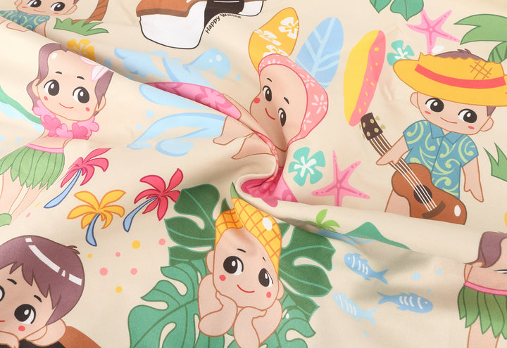 Hooded Beach Towel Kids Angels Beige