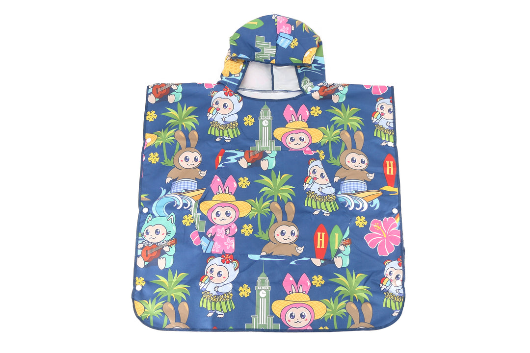 Hooded Beach Towel Kids Aloha Monsters Navy