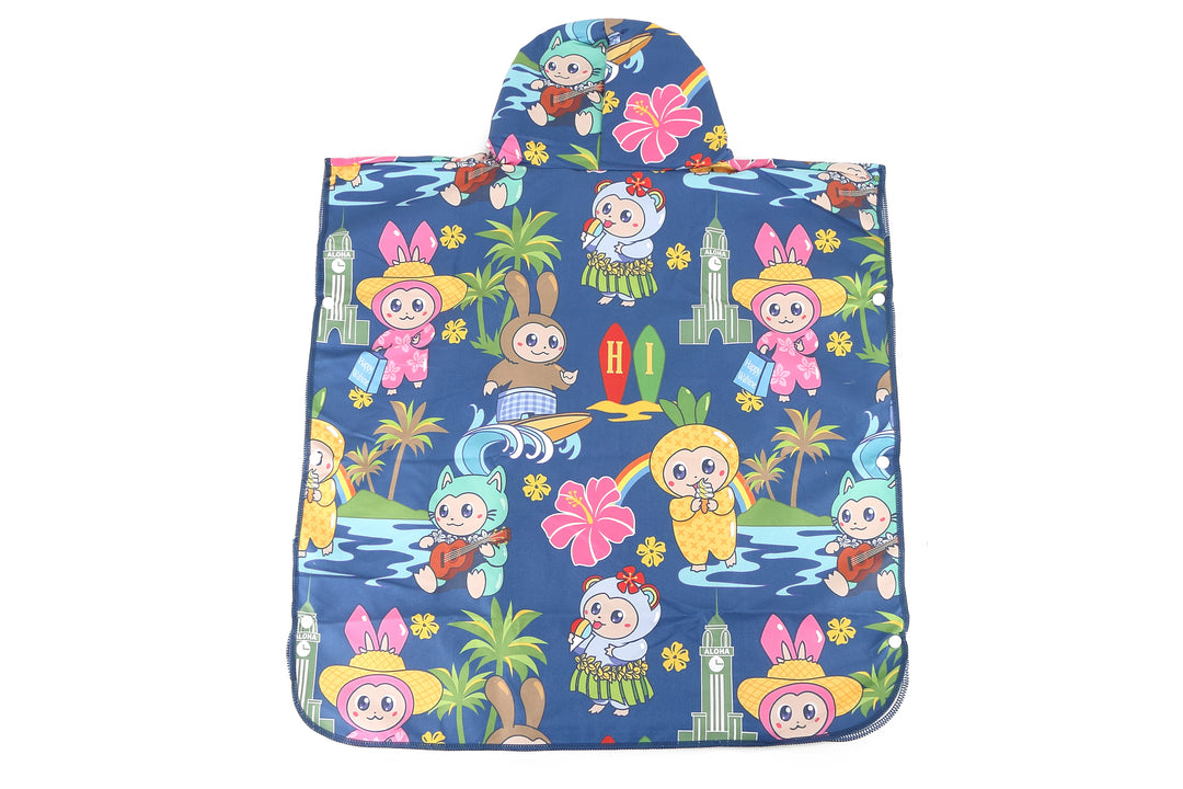 Hooded Beach Towel Kids Aloha Monsters Navy