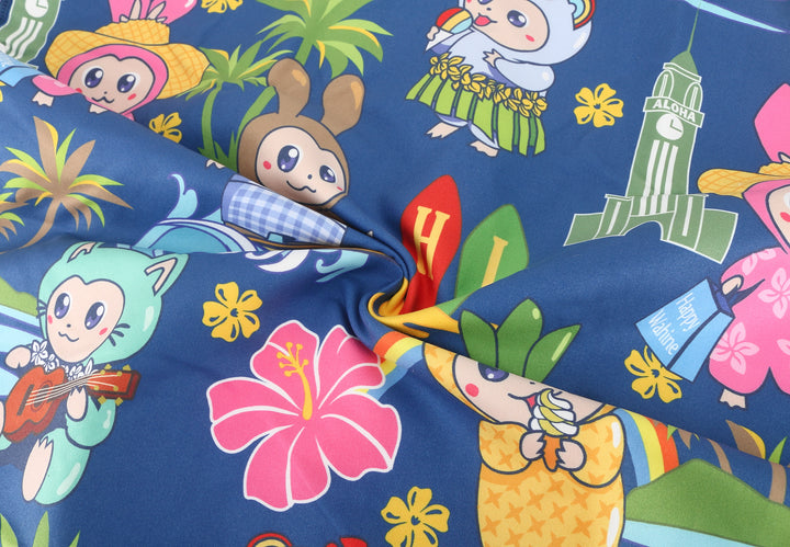 Hooded Beach Towel Kids Aloha Monsters Navy