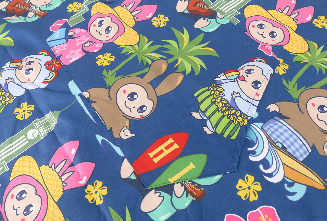 Hooded Beach Towel Kids Aloha Monsters Navy