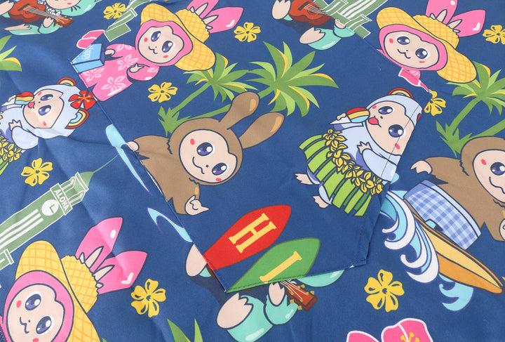 Hooded Beach Towel Kids Aloha Monsters Navy