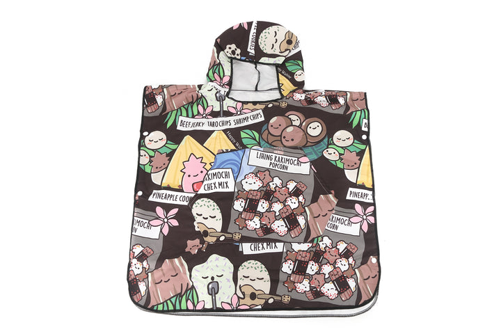 Hooded Beach Towel Kids Local Snacks Black